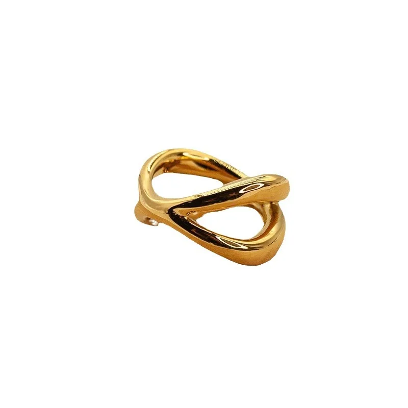 CARLIDANA Fashion Gold Plated 316 Stainless Steel X Shape Hollow Ring Crossover Wedding Ring Jewelry Unisex Ring Jewelry