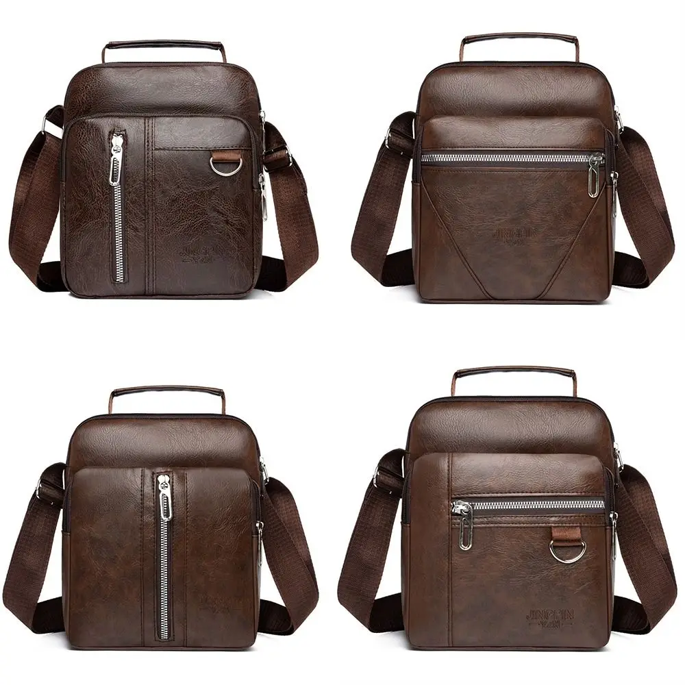 

Сумка через плечо из искусственной кожи, водонепроницаемая многофункциональная мужская сумка-слинг, черная, коричневая, большая вместительная сумка через плечо