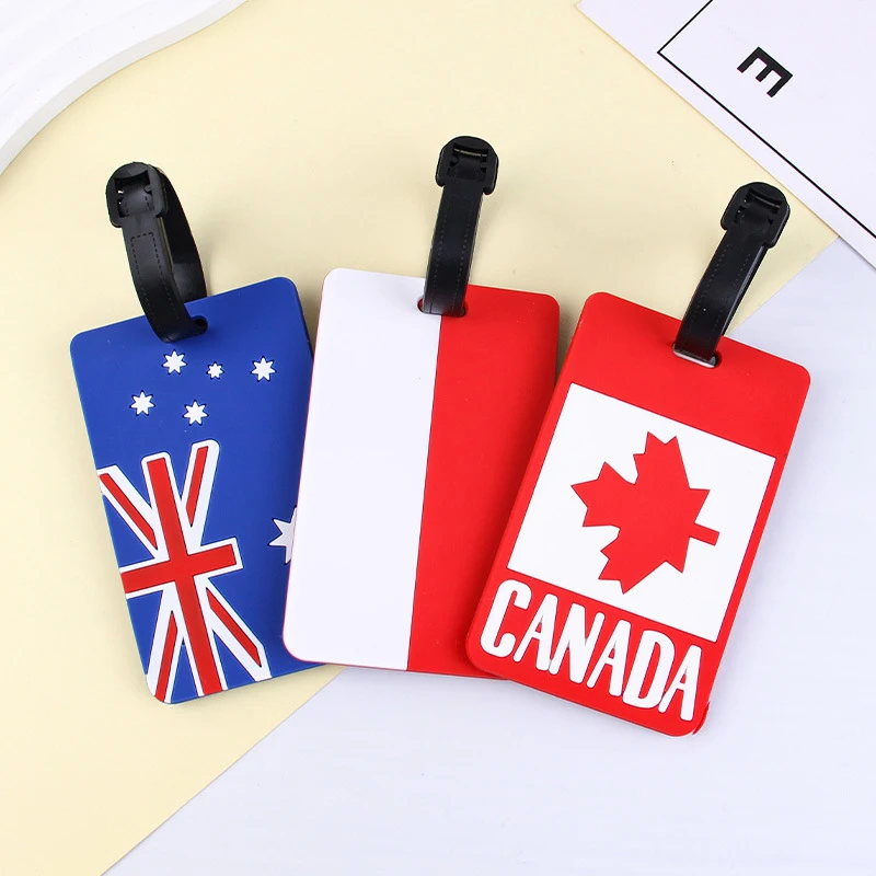 Travel Accessories Creative National Flag PVC Luggage Tag Women Men Portable Label Suitcase ID Address Holder Baggage