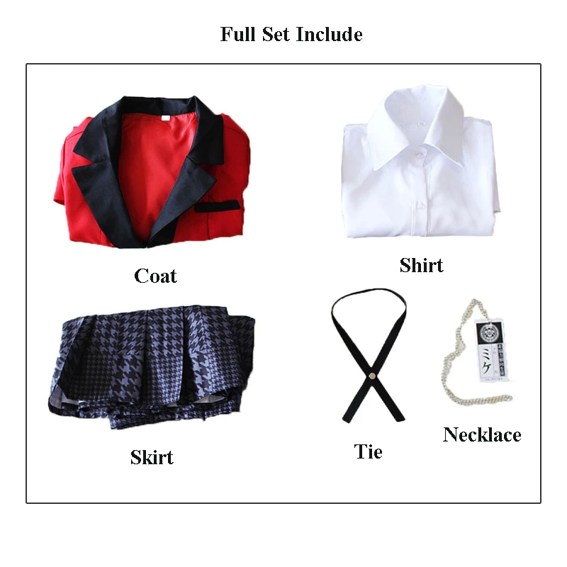 Anime Cosplay Jabami Yumeko Cosplay Costume Coat Shirt Skirt Breastpiece Japanese School Girls JK Uniform Halloween Costumes