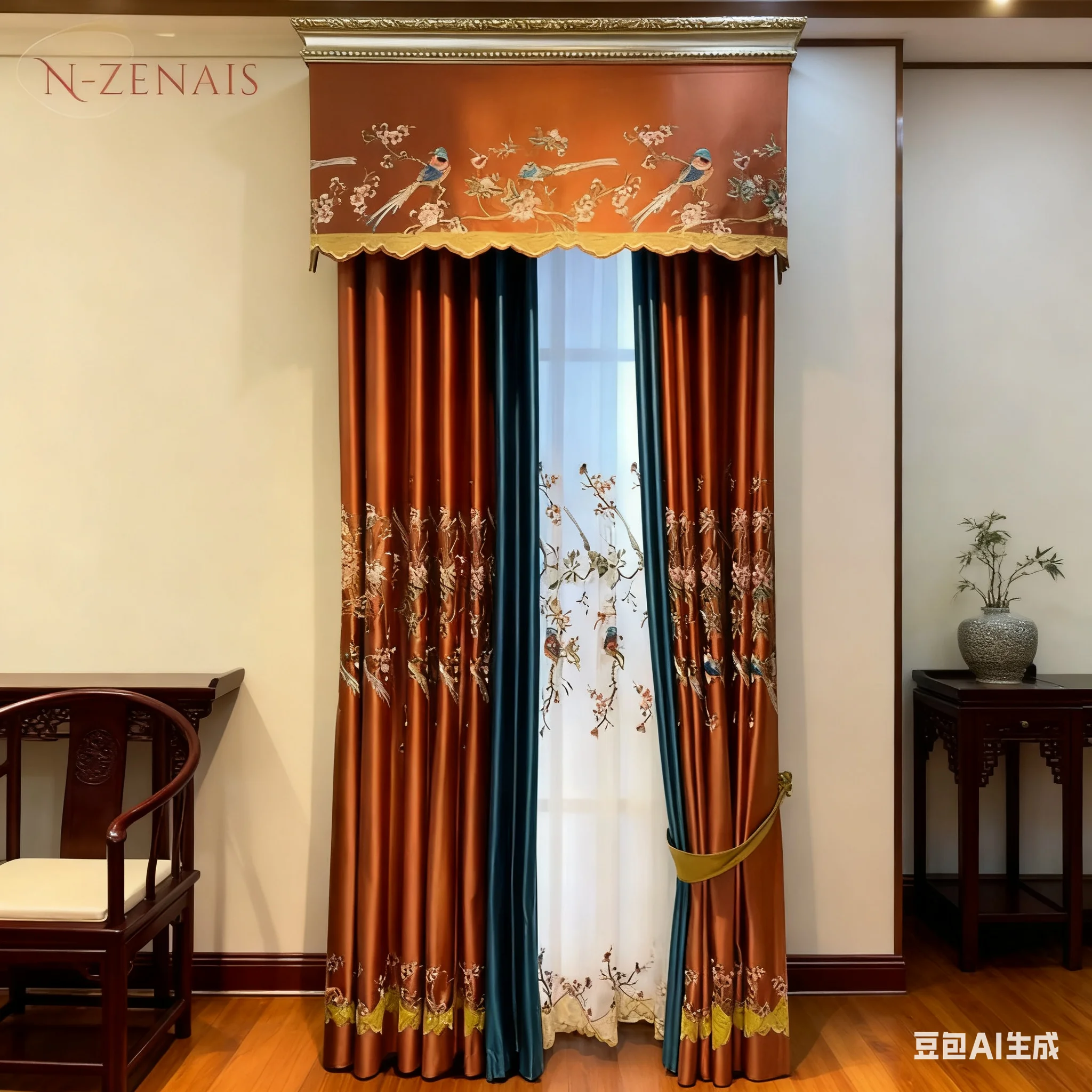 

Balcony Blackout High-quality Embroidered Tulle Elegant Thickened Chenille Embroidered Luxury Curtain For Living Room Bedroom