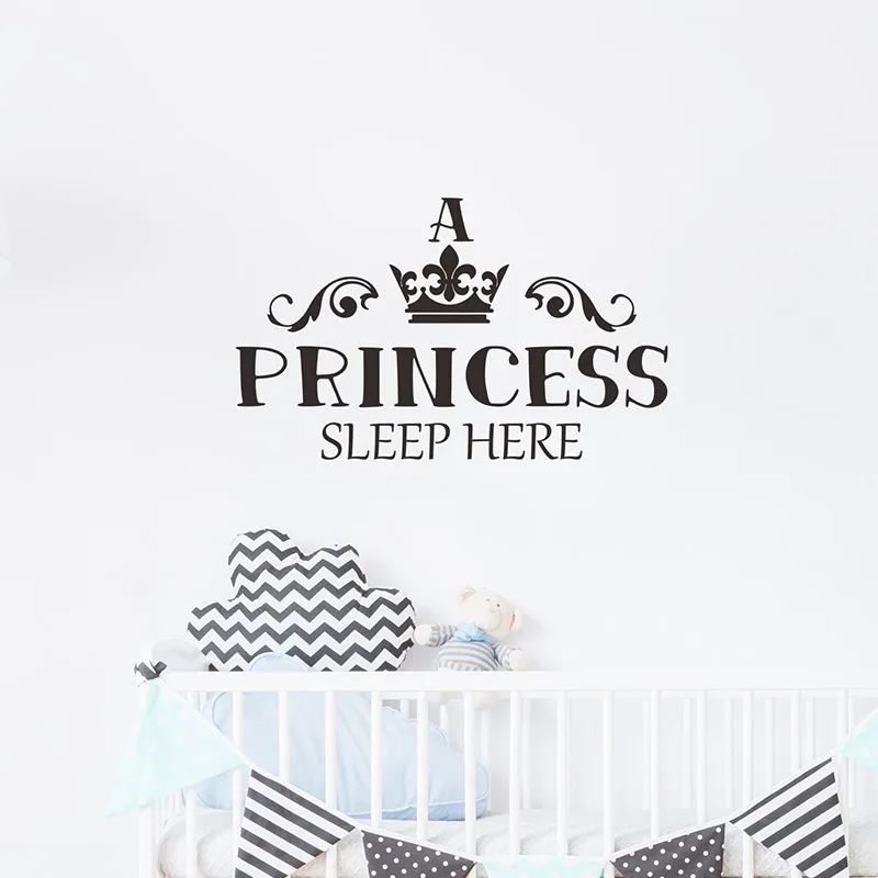 Princess Sleep Here Wall Sticker For Girl's Room Background Decoration Wallpaper Home Decor Kids Bedroom Self-adhesive Decals - Image 3