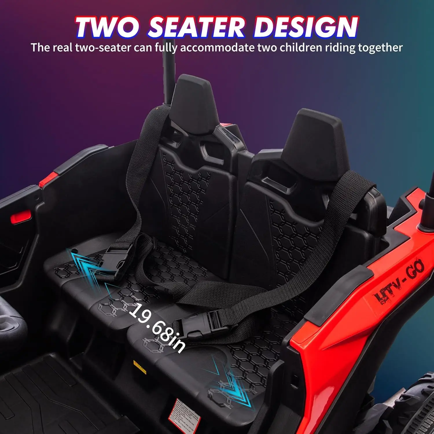 24V Ride On Utv para niños, camión eléctrico de 2 plazas con parasol, coche eléctrico de juguete 4WD con control remoto, luces LED, 4 golpes A