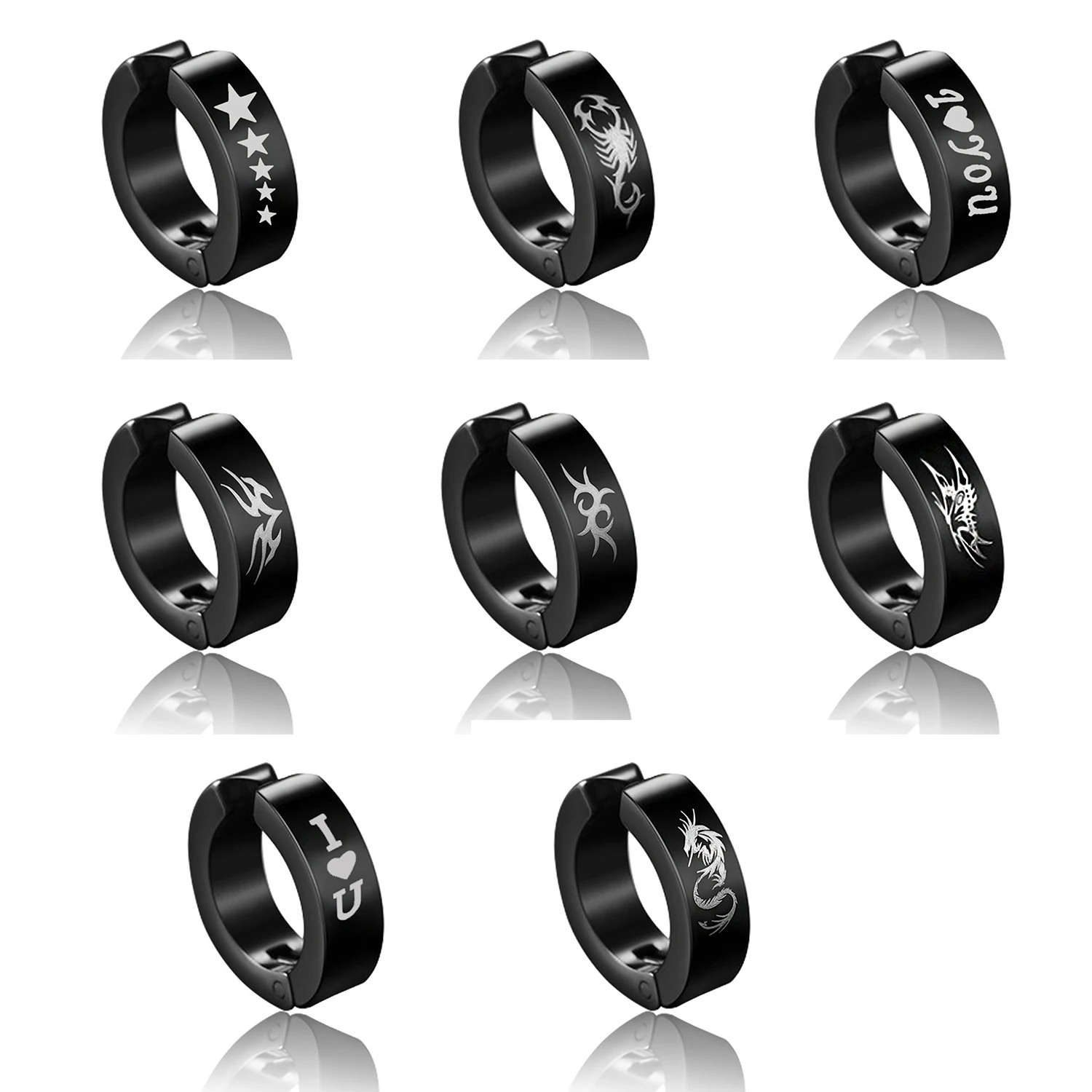 1 PC Non Piercing Clip For Man Woman Titanium Steel Type Stud Earrings Teens Hip Hop Style Ear Ring Jewelry Accessories