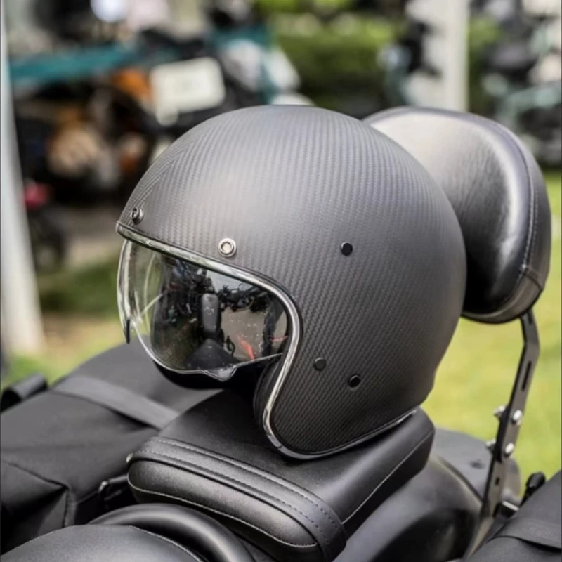 High Quality Extra Light 3K MReal Carbon Half Helmet Retractable Flip Smoke Shield Breathable Wearing For Street Leisure