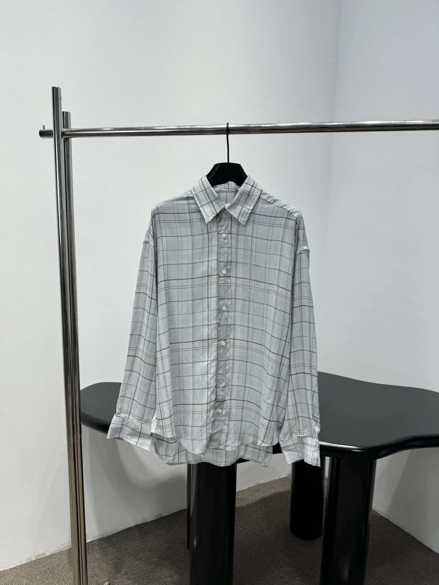 

Retro Plaid Cotton Long Sleeve Shirt Women's Loose Fit Button up Slimming Design Chest Knot Embroidery Commute Style