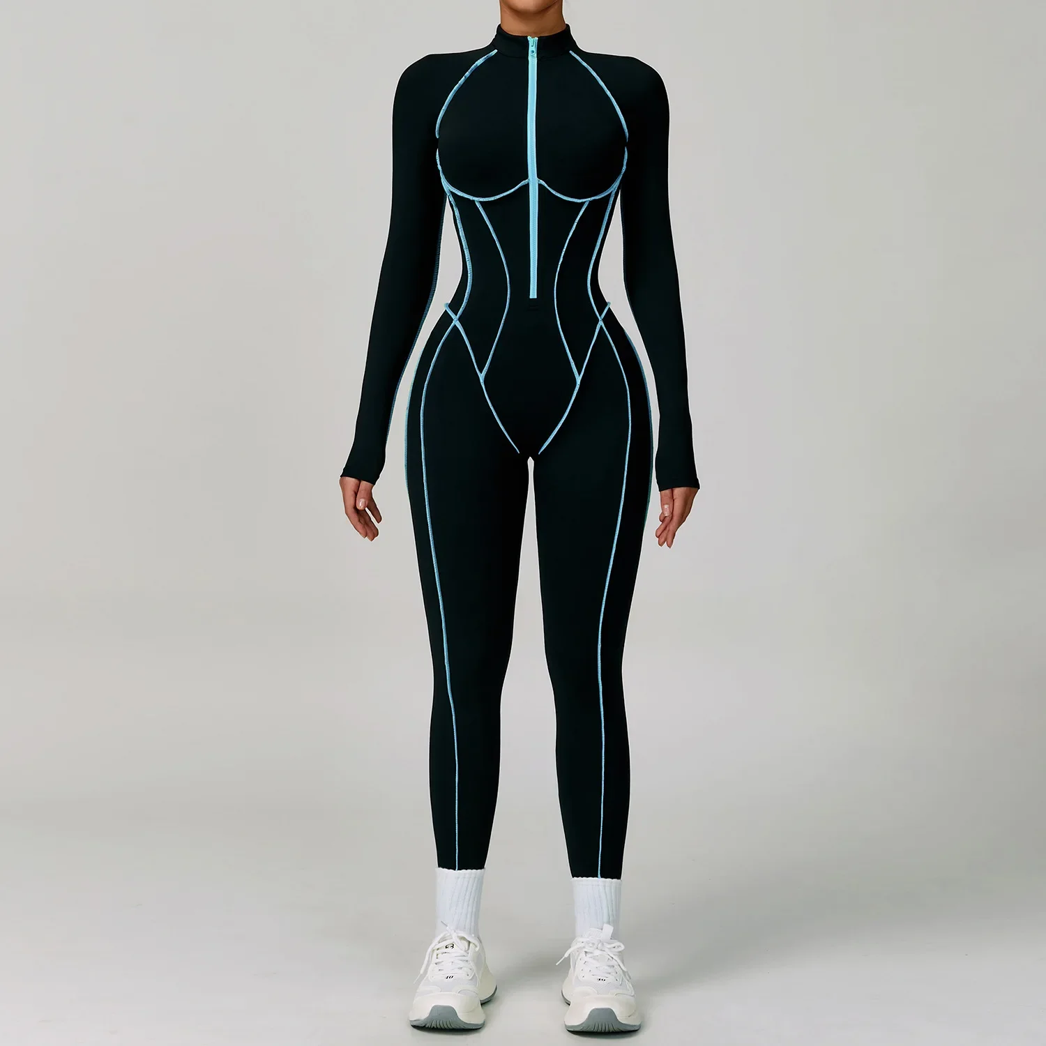 

Комбинезон для спортзала, женский спортивный костюм, комплекты с длинными рукавами на молнии, спортивные комбинезоны для женщин, костюм для фитнеса, одежда для йоги, спортивная одежда для тренировок