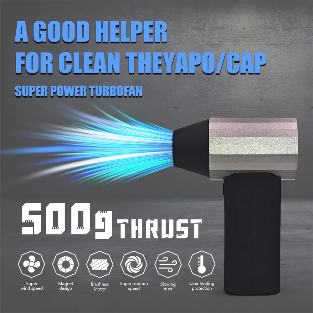 

Powerful Air Blower 110000RPM 52m/s Brushless Motor Portable fan Turbo Jet Fan rechargeable Blower Air Duster Car Leaves blower