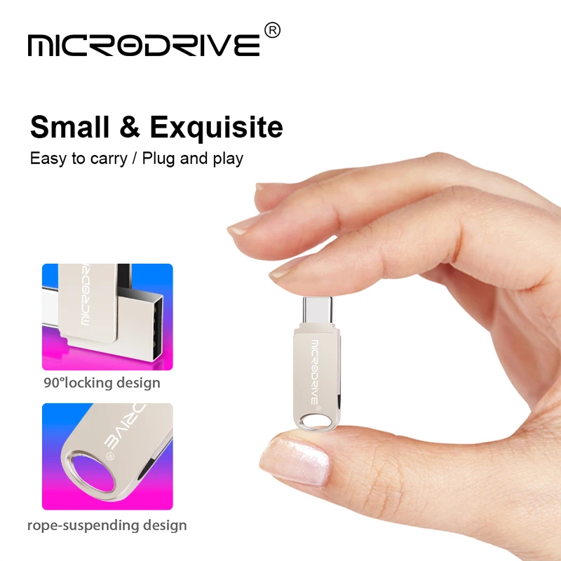 نوع C محرك فلاش USB 2 في 1 USB عصا 128 جيجابايت محرك القلم 64 جيجابايت 32 جيجابايت 16 جيجابايت قرص ذاكرة بندريف مقاوم للماء