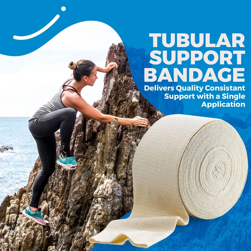 Bandage élastique de soutien tubulaire pour grand genou, rouleau de bandage de compression tubulaire pour rinçage et coude, document naturel