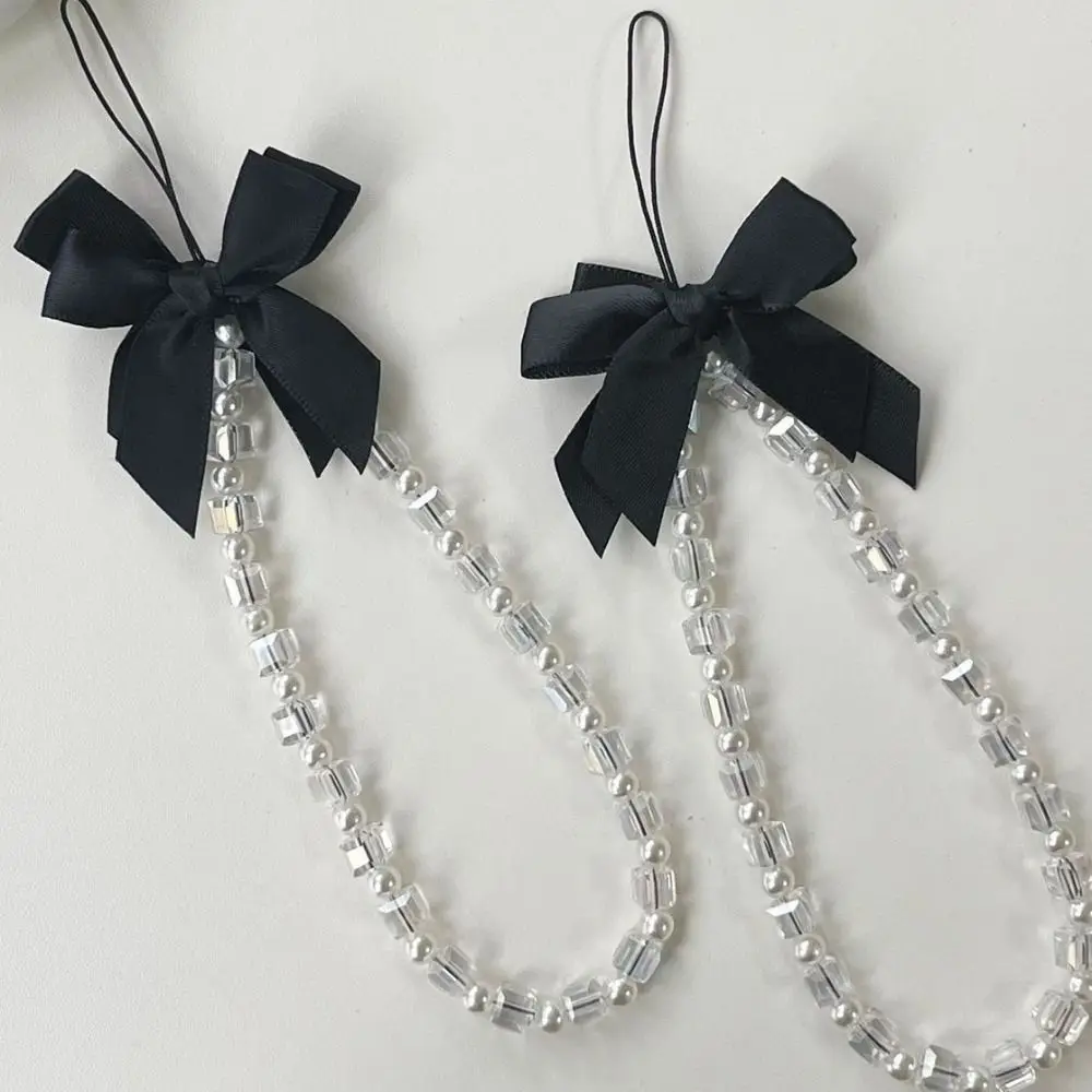 

Anti-lost Mobile Phone Lanyard Pearl Beads Phone Charm Bow Phone Chain Hand-held Sweet Cute Phone Wrist Strap Jewelry Gift