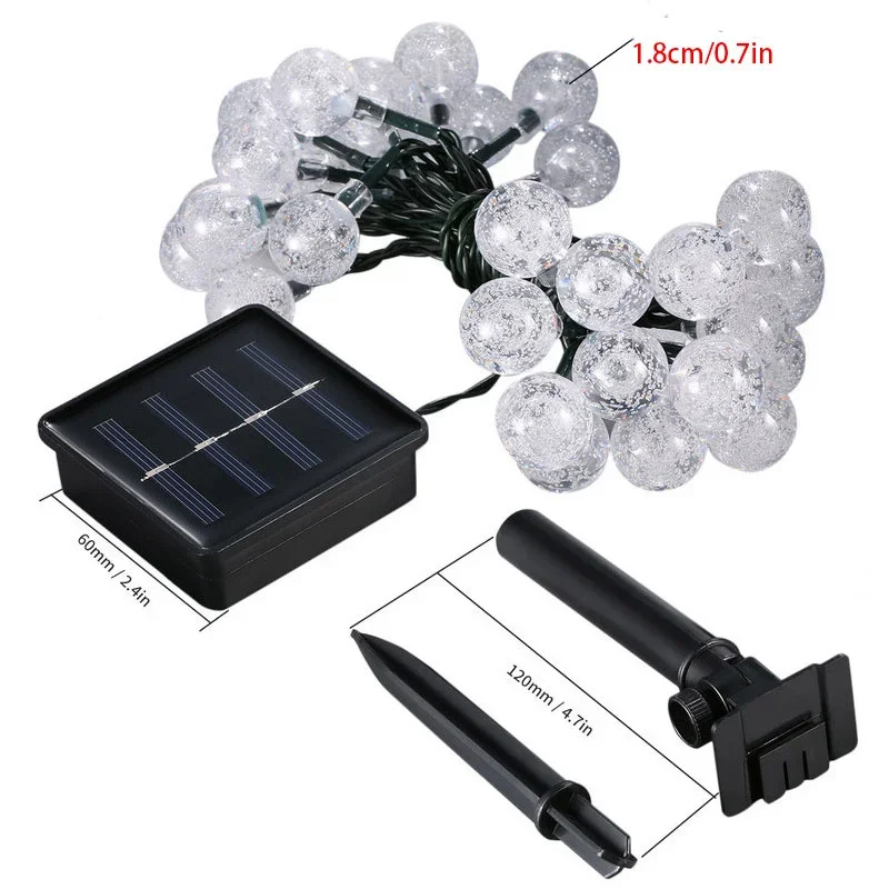 أضواء سلسلة كرة فقاعات LED تعمل بالطاقة الشمسية مثالية للتخييم في الهواء الطلق، خيمة مريحة لغرفة النوم، أجواء حديقة عيد الفصح وأعياد الميلاد والحفلات الراقصة