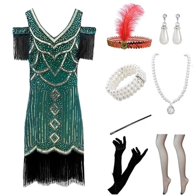 

920S Vintage Gates Par Dr Stage Performance Outfit Women's Costume Set Summer Collection Ele Evening Gown