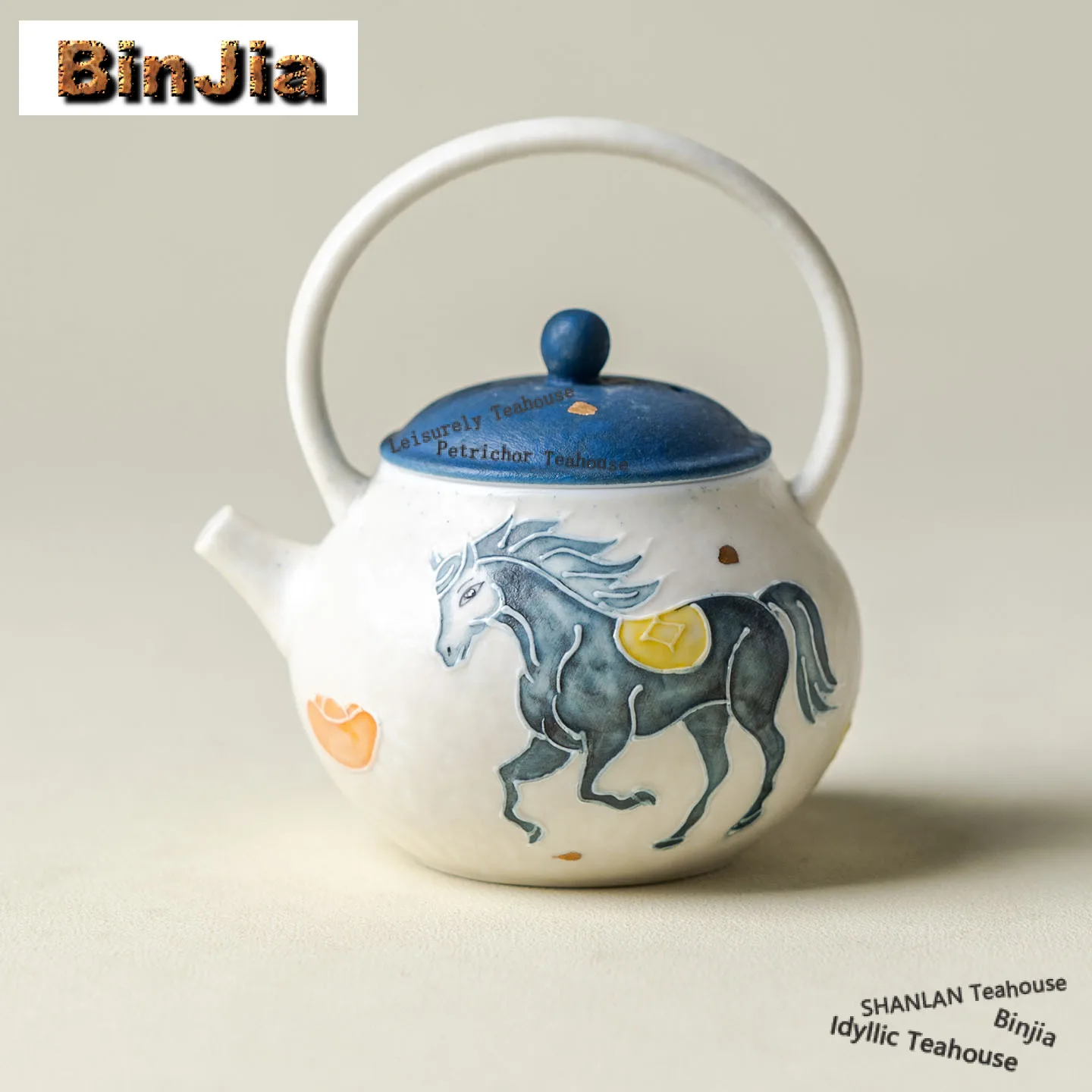 

90ml Hand-painted Horse Teapot Antique Tea Infuser Pot Household Tea Brewing Kettle with Strainer Drinkware Supplies Ornaments