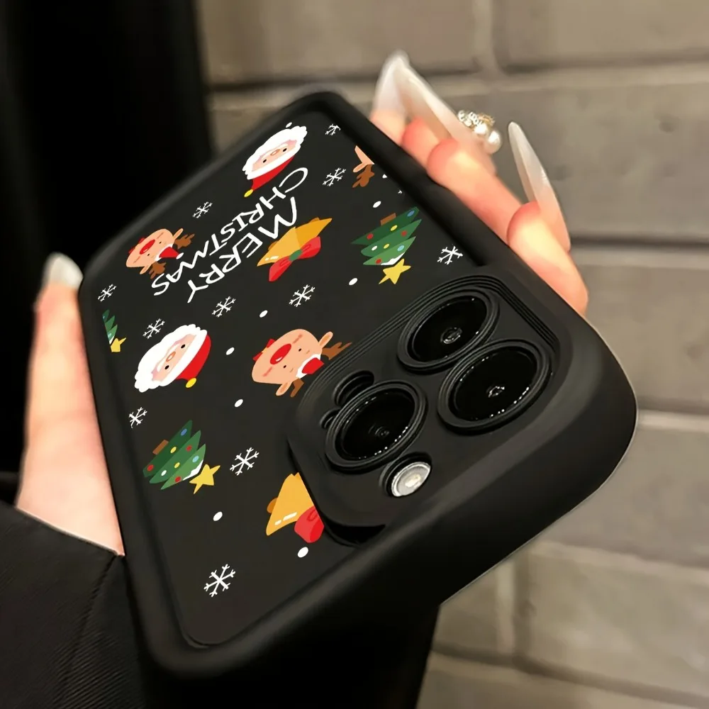 حافظة هاتف مطبوعة سانتا كلوز مناسبة لهاتف آيفون 17 16 15 14 13 12 11 Pro/Max/Plus غطاء خلفي مضاد للسقوط ومقاوم للصدمات