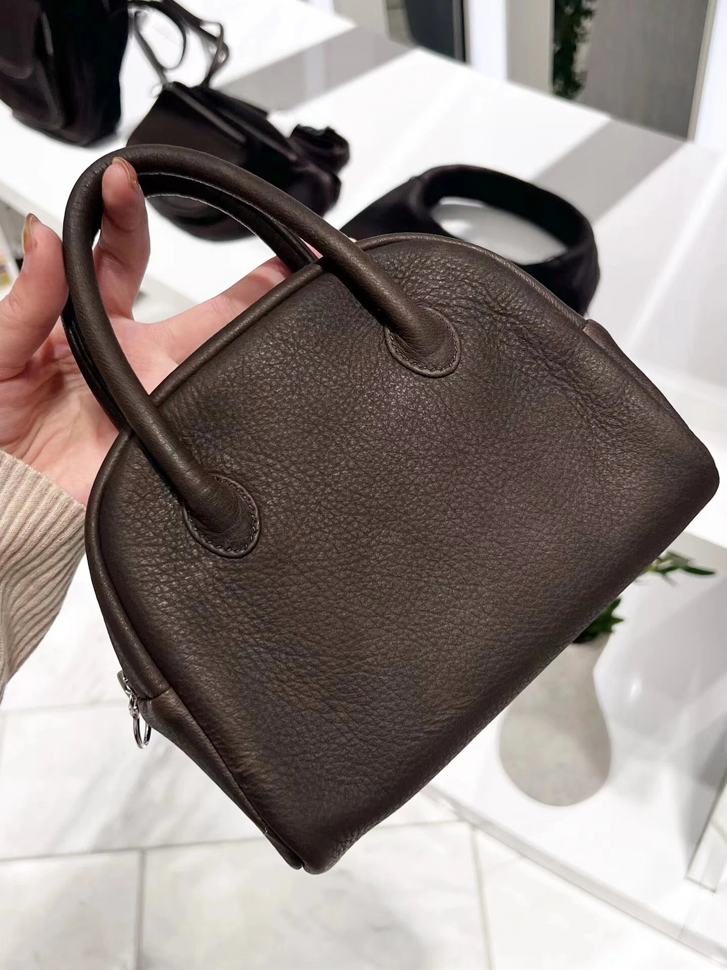 

Leather Handbag Deer Skin Bowling Bag Crossbody Small Design Aeta Boston Bag Casual Universal Women's Bag Lu Mi Qi Brand