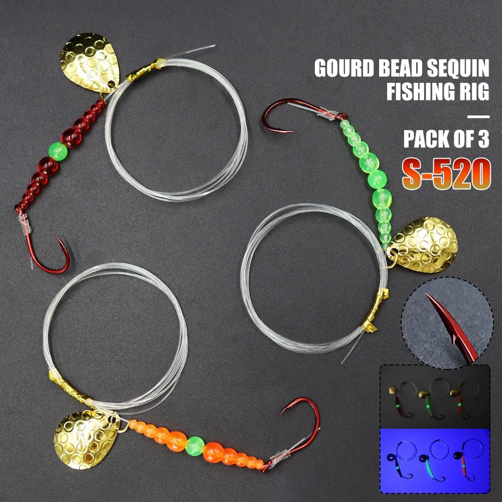 

ZYZ 3pcs Walleye Rigs Kit Pre-tied Fishing Bait Rigs with Red Octopus Hooks for Saltwater Freshwater Trolling Bait Rigs
