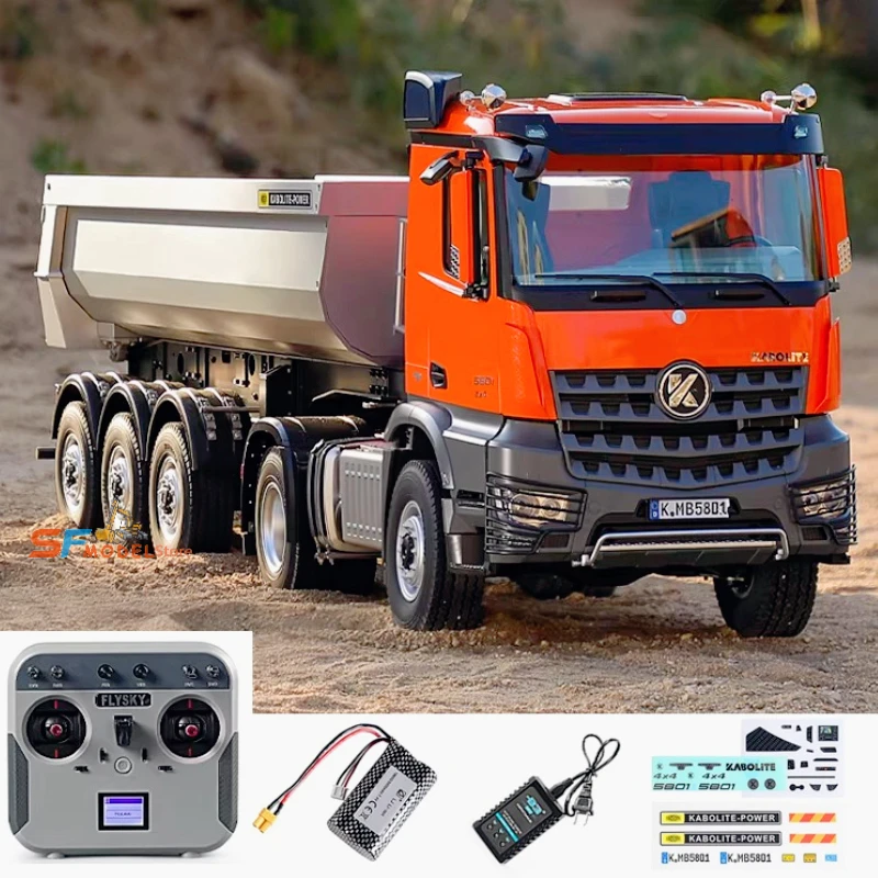 KABOLITE 5801 4x4 Tractor Truck + 3-Axle Dump Truck 1/14 Electric RC Dump Truck with Lights and Sound System Remote Control Toy
