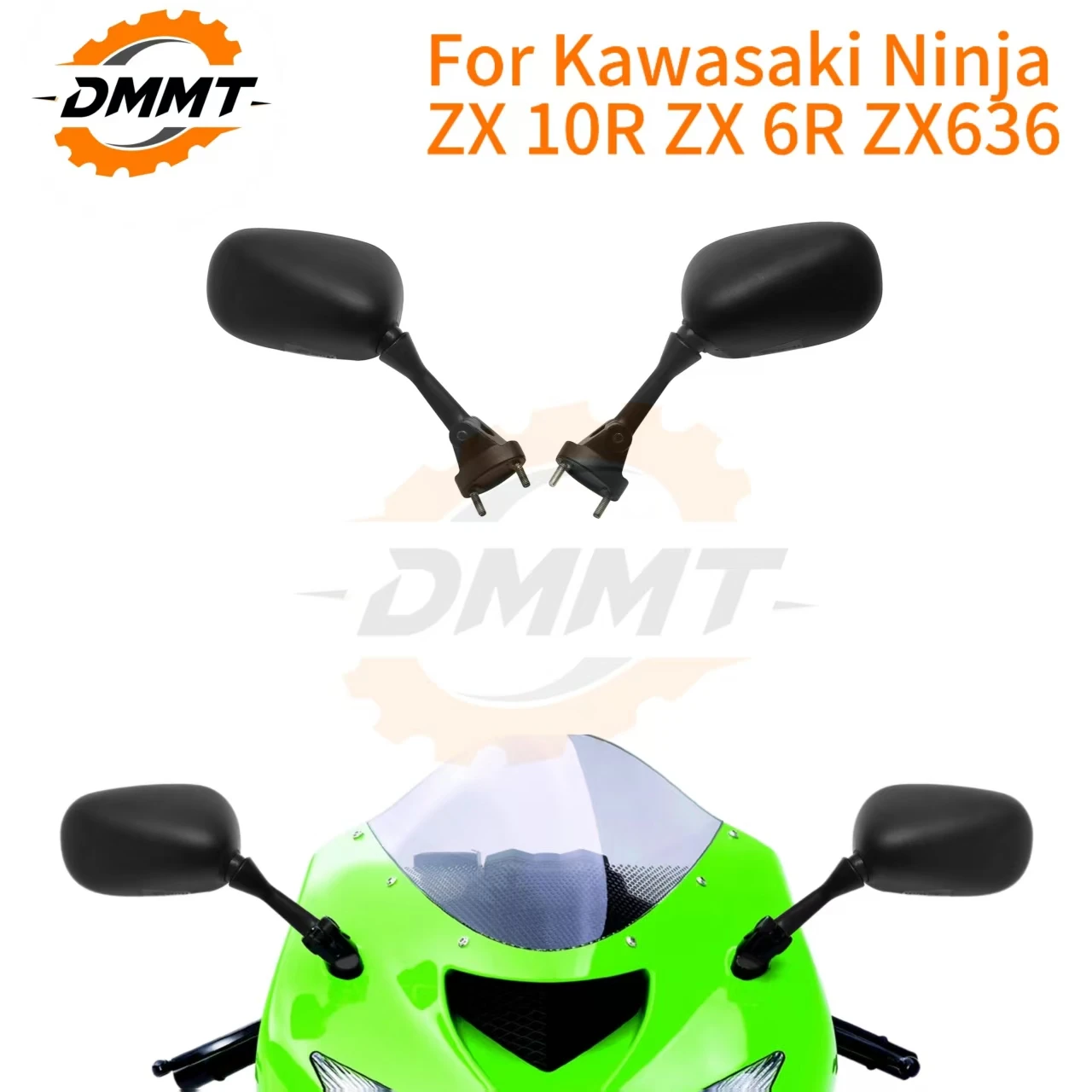 Black Motorcycle Rearview Mirror  For Kawasaki Ninja ZX10R 2004-2010 ZX6R ZX636 2005-2008 Crystal Clear Rear Vision