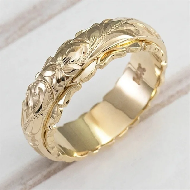

3 Colors of Flower Carving Craftsmanship, Stainless Steel Men's and Women's Rings, Exquisite Party Banquet Christmas Gifts