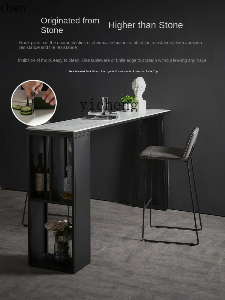 YFY Stone Plate Bar Counter Window Balcony Small Bar High Leg Table Bar Marble Table