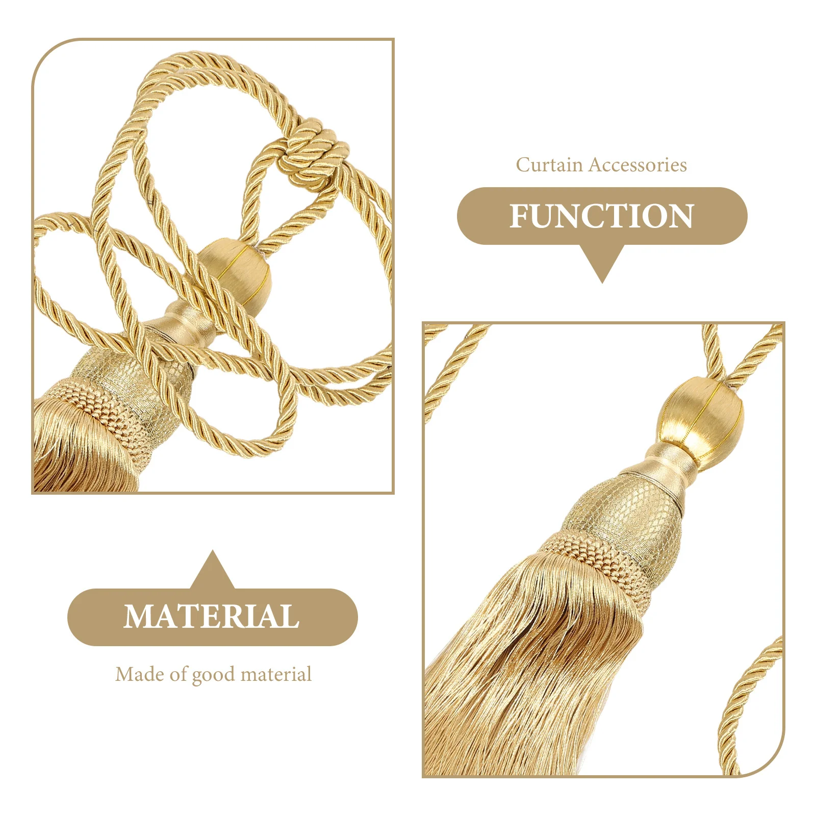 

2Pcs Curtain Tiebacks Tassel Decorative Holdbacks Secure Curtain Fastener Home Office Living Room Drapery Ties Rope