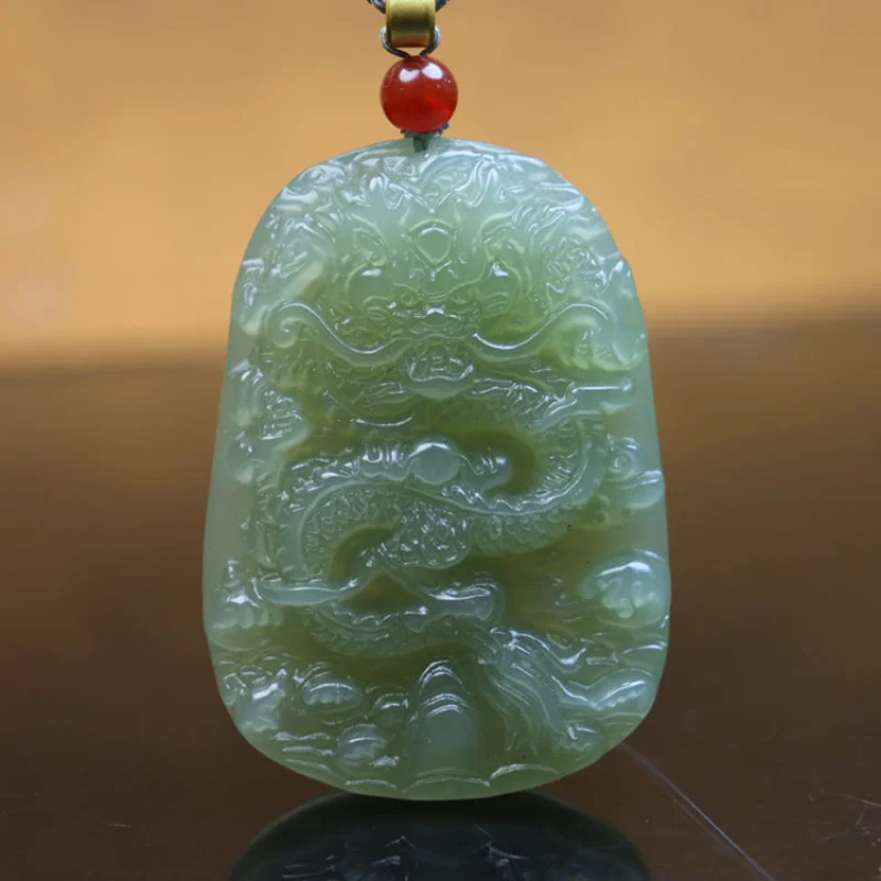 

Hetian Gray Jade Xianglong Pendant Gun Rose Men's and Women's Ornament