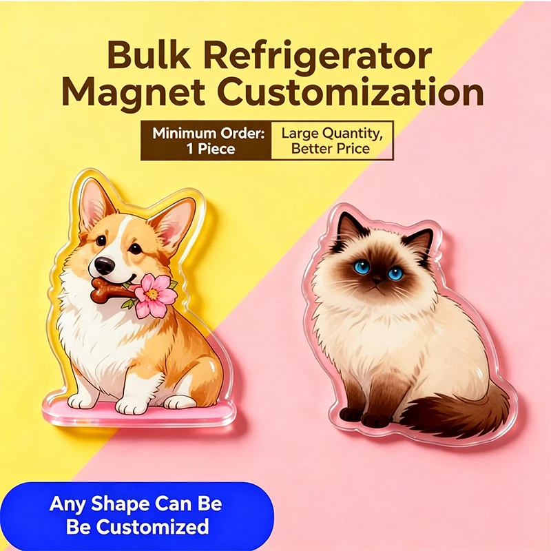 

Wholesale DIY Photo Customized Refrigerator Magnets Acrylic Personalized Pet Dog Cat Photo Cartoon Anime Picture Fridge Magnets