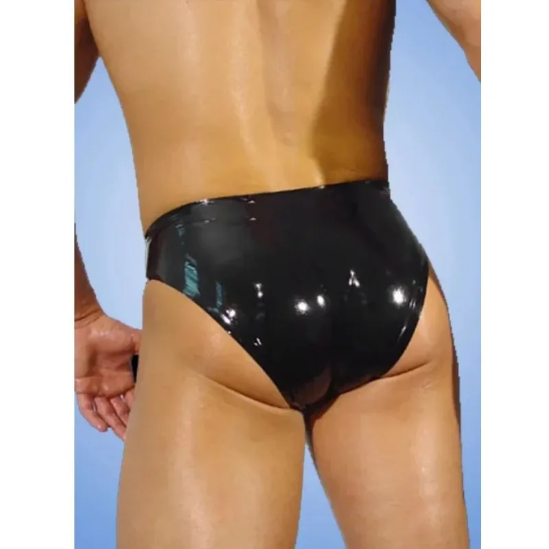 Sexy Männer Naturlatex Klassische Kurze Männliche Schwarze Kurze Sexy Höschen Unterhose Sexy Männer Latex Gummi Tanga G-string