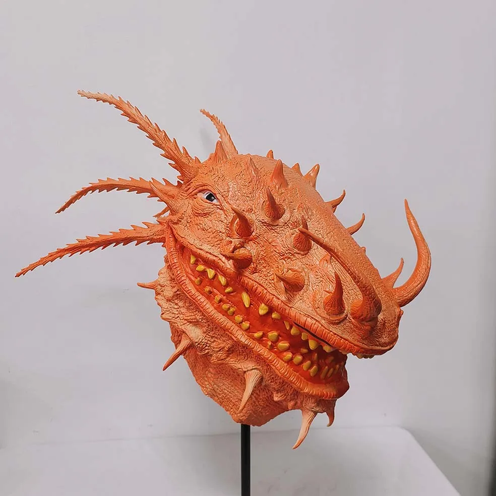 Gruselige Monsterkopf-Latexmaske, Stachelige Alien-Bestienmaske mit Tentakelhörnern, Halloween-Cosplay-Karnevalsparty-Horror-Kostüm-Requisiten – Detail 6