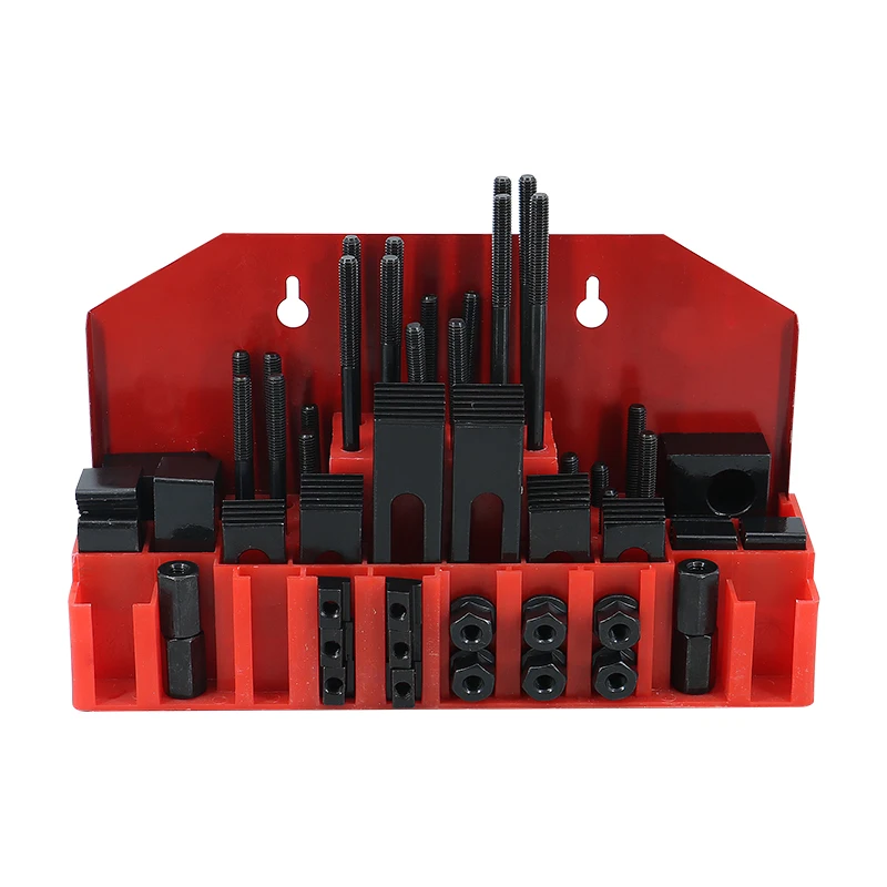 HLTNC 58Pcs M10 T-Slot Clamp Kit With Multi Function Combined Press Plate And Hardened Iron Pad For CNC Milling Machine Lathe