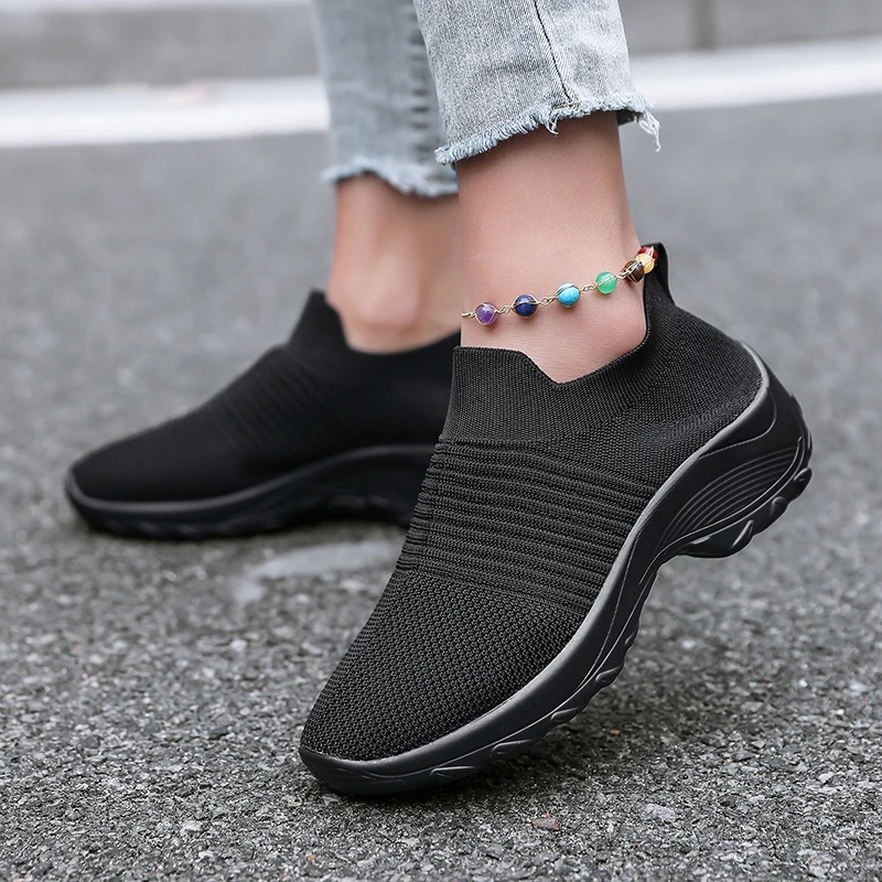 Women's walking shoes 2024 fashionable and breathable Loafers sports shoes comfortable and casual elastic fitness shoes running