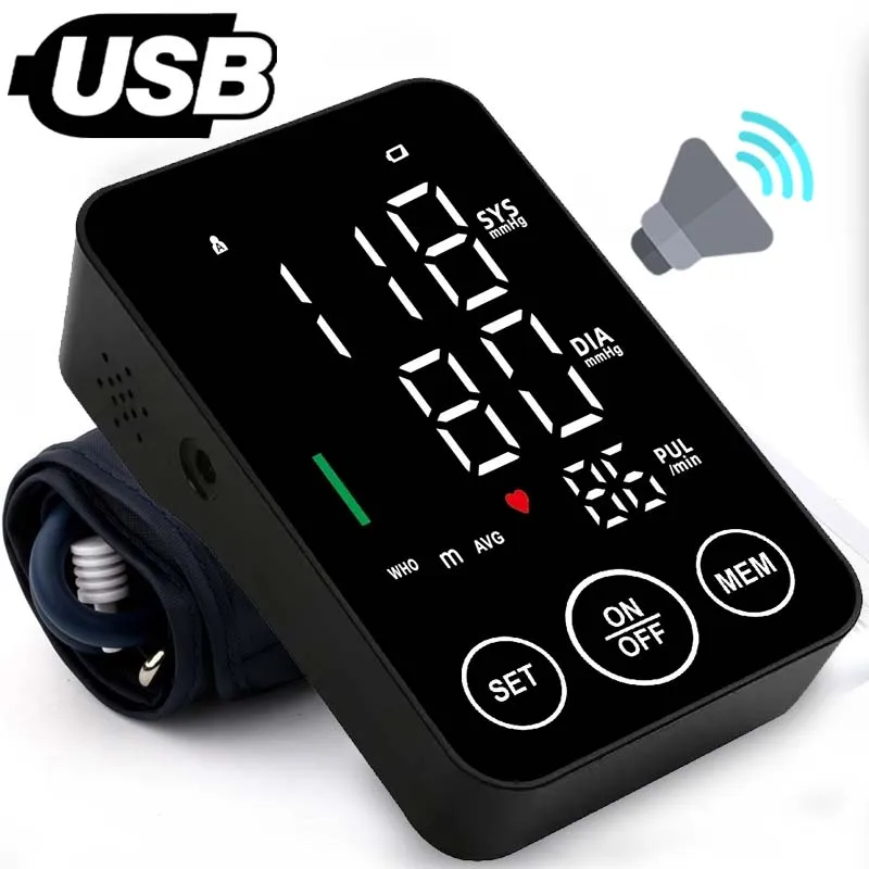 New LED Blood Pressure Monitor Big Screen Broadcast Tonometer Digital Arm Tonometer Sphygmomanometer BP Monitor Health Care