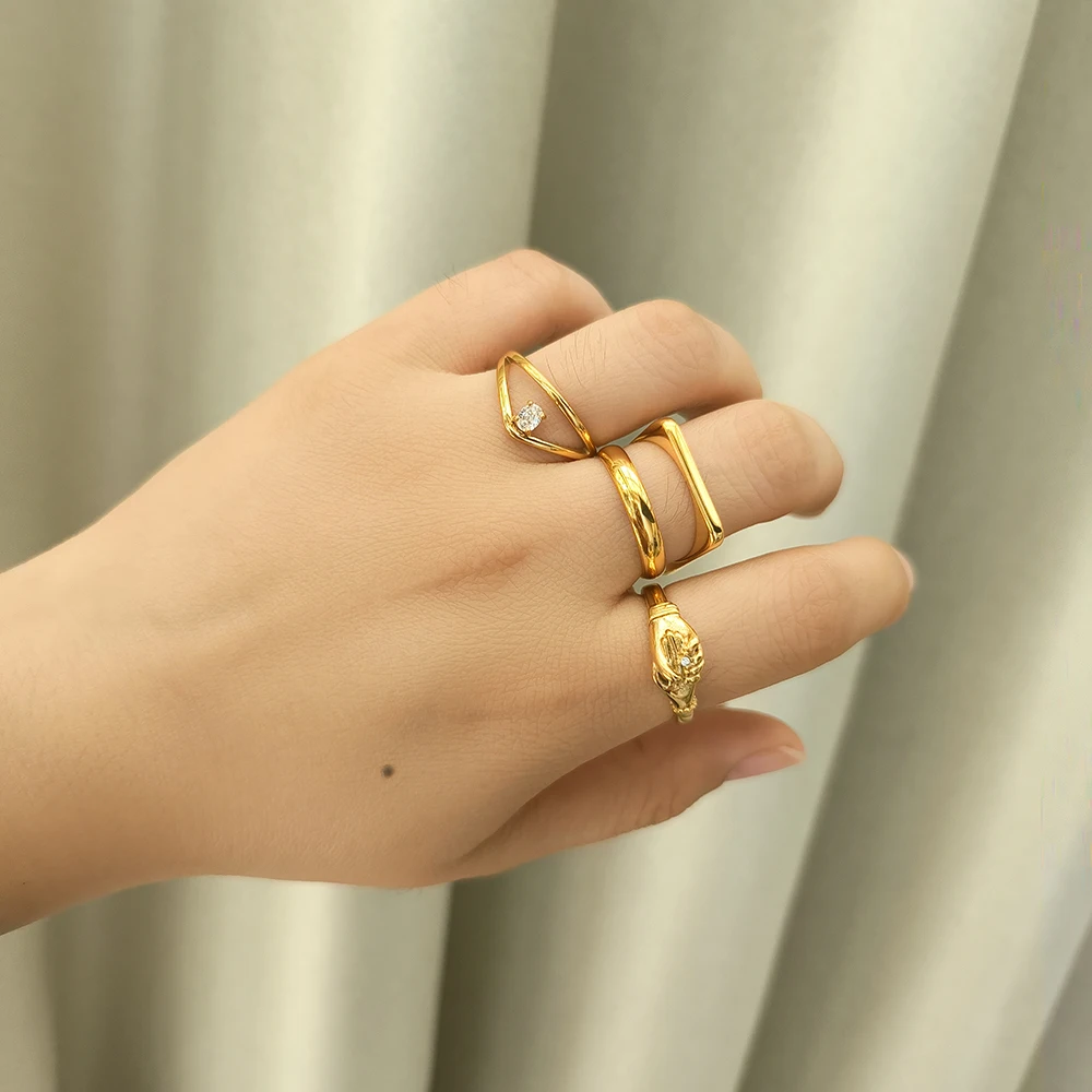 JINHUI Fashion Stainless Steel Rings Women Integrated Ring 2022 Gold Color Jewelry Wholesale Accessories Gift