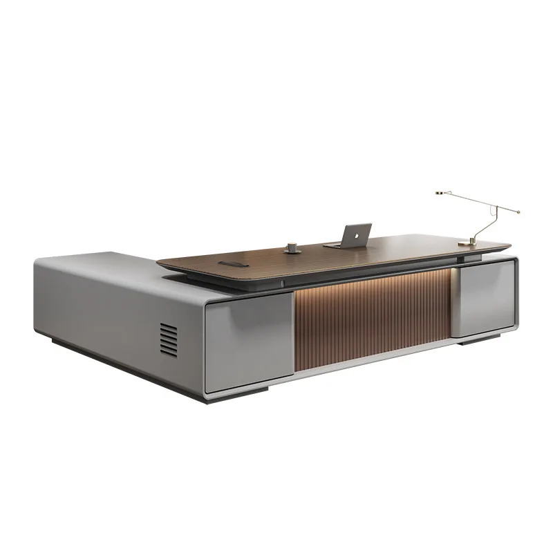 

2025 new boss table light luxury high sense president table simple modern Foshan 2.6 meters chairperson's desk