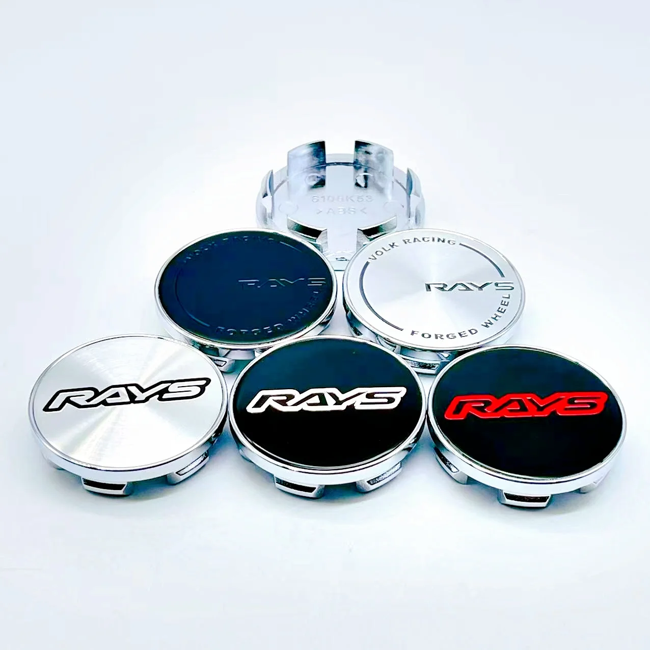 

4PCS JDM Sport Rim Cap Clip 53mm RAYS Emblem Sticker Wheel Center Hub Caps Car Cover Cap Black & Silver High Quality