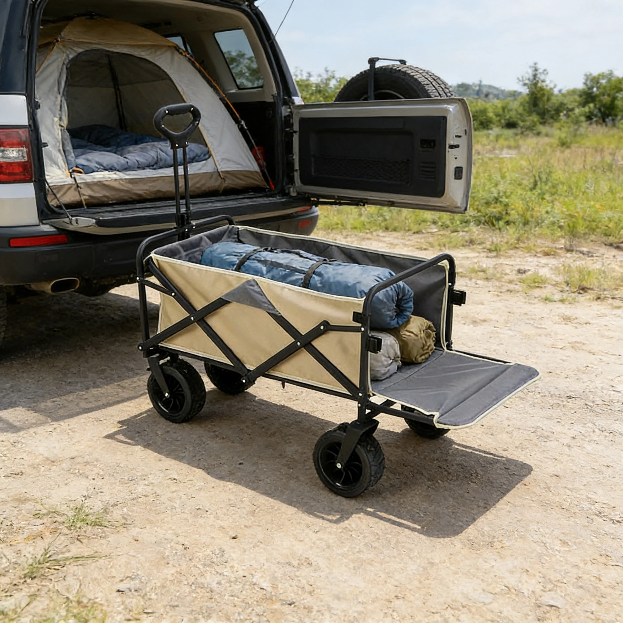 

High Quality Portable Camping Wagon Super Reinforced Trolley Adjustable Foldable Trolley Garden Wagon Cart for Garden