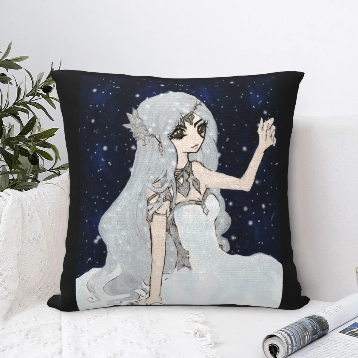 Starry Winter Square Pillowcase Polyester Pillow Cover Velvet Cushion Zip Decorative Comfort Throw Pillow For Home Living Room