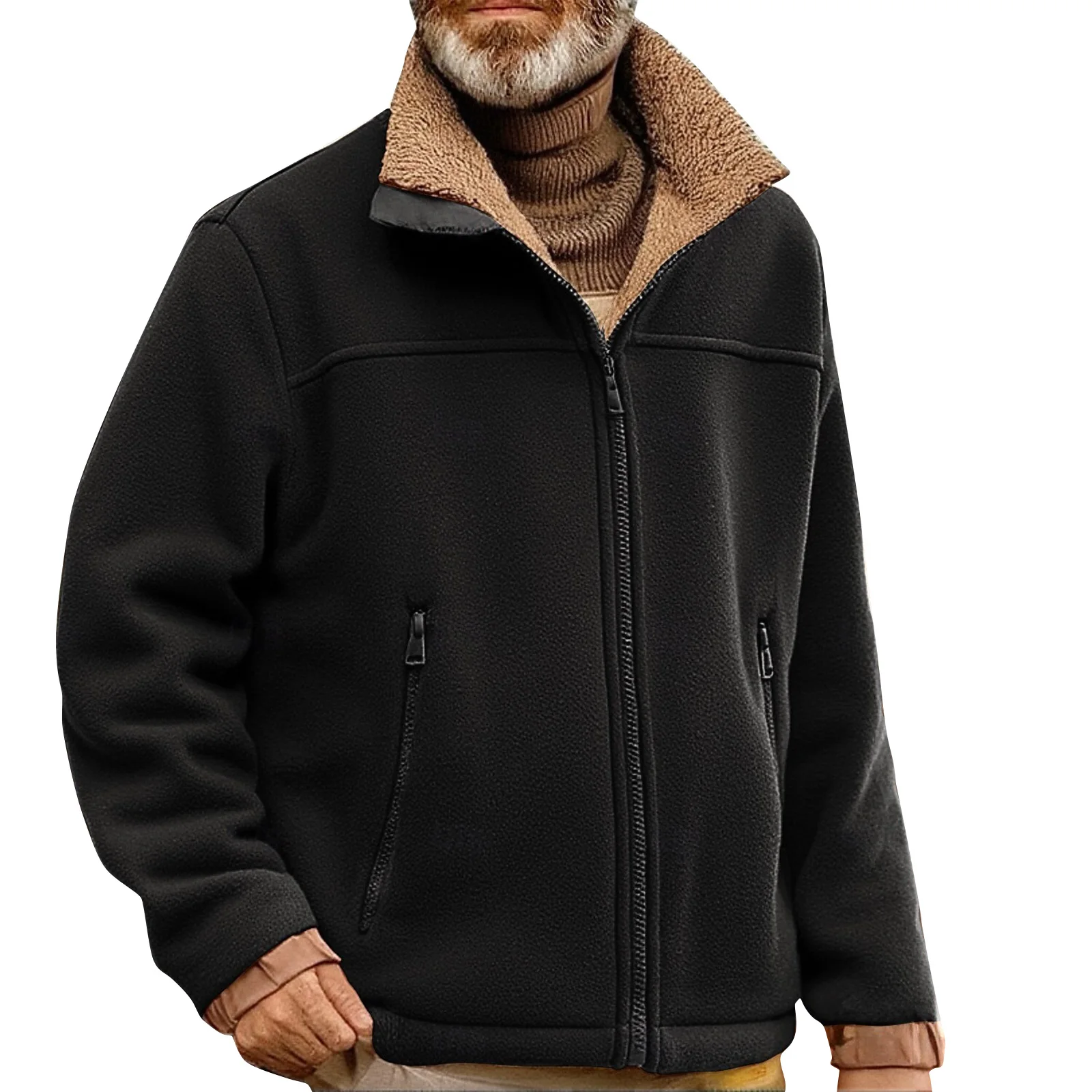 

Мужская куртка из утолщенного флиса, осень-зима, свободная повседневная верхняя одежда с воротником-стойкой, свободная куртка-пальто