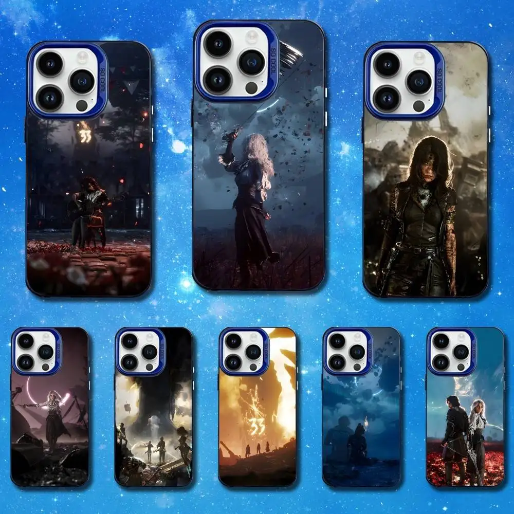 

C-Clair Obscur Expedition-33 Case For iPhone 11,17,16,Mini,XS,Pro,15,14,MAX,13,12,SE, Blue Matte Silicone Cover