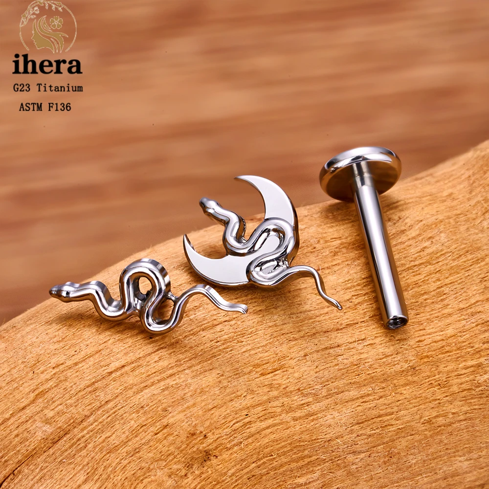 ASTM F136 G23 Titanium Snake Facial Features Labret Lip Stud Internal Threaded Tragus Cartilage Helix Ear Studs Piercing Jewelry
