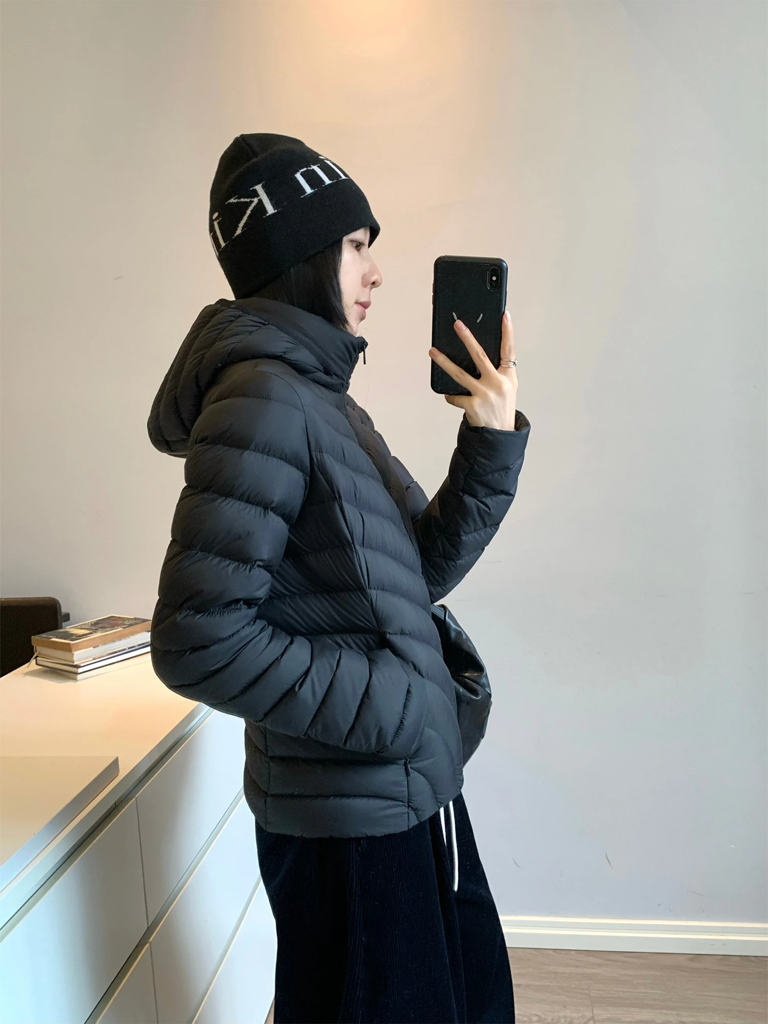 

90 White Du down Lightweight ort Coat with Hood for Women Warm Sli Fitted Winter Jaet Non Detachable Hat Nylon