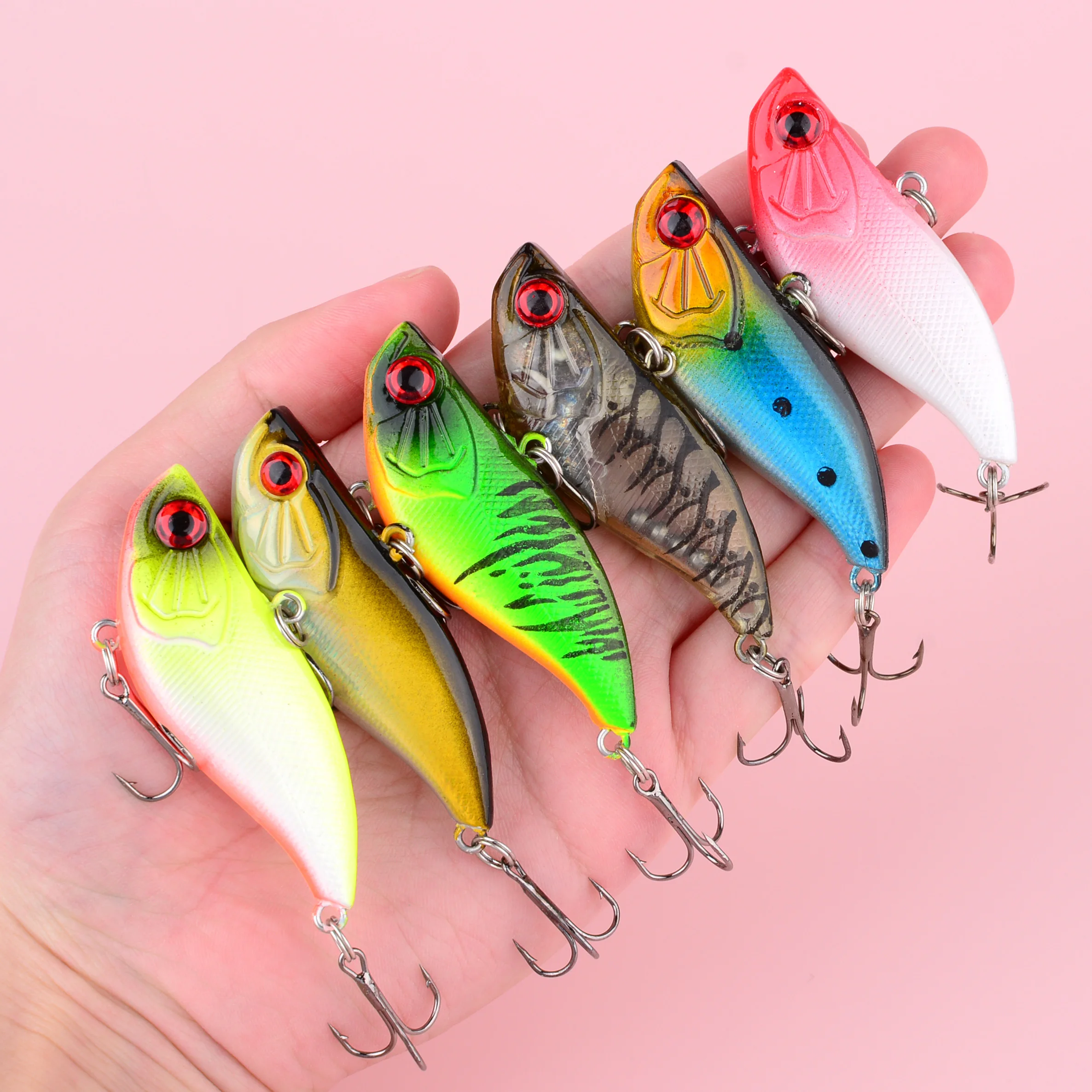 1 Stück VIB Angelköder Schwimmender Minnow Wobbler Harter Köder 6CM 13g Künstlicher Crankbait Winter Meeresfischen Bass Tauchköder mit Wirbel