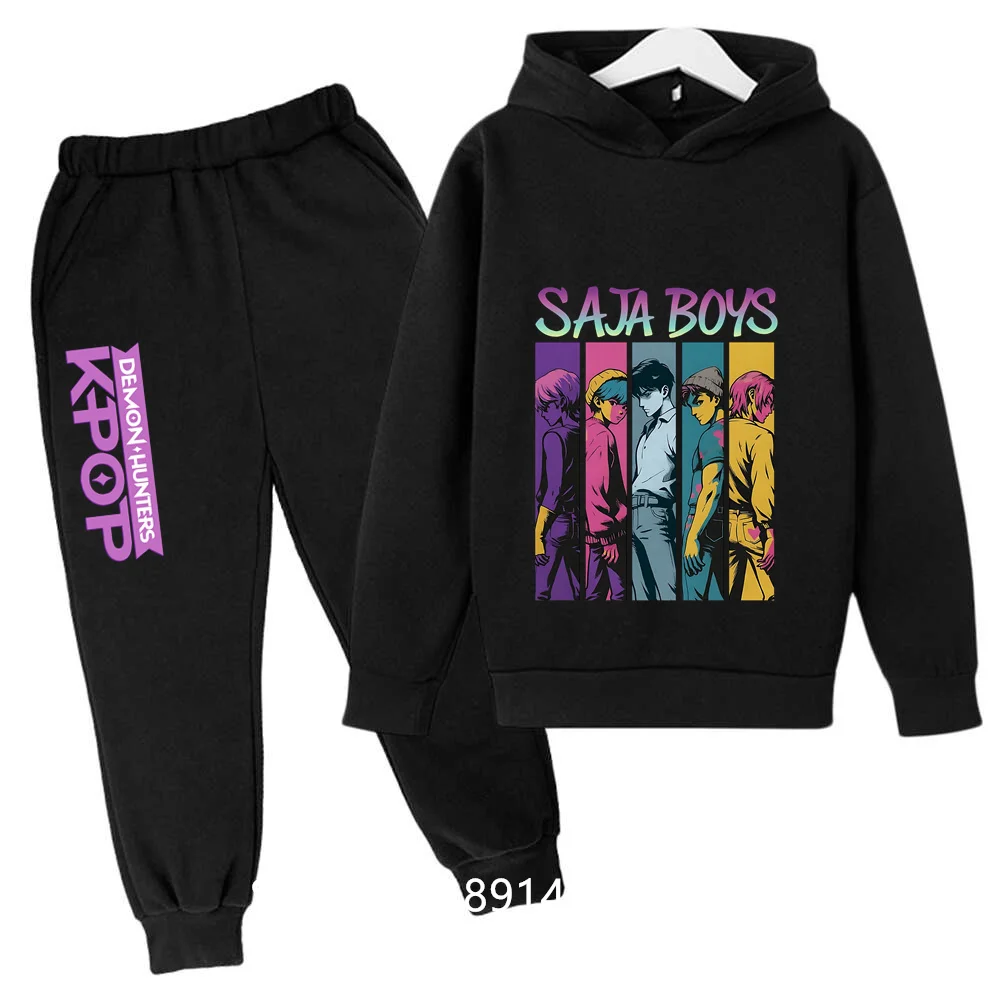 

Kpop Demon Hunters Kids Hot Anime Print Spring Autumn Casual 2pcs Hoodie+Pants Tracksuits 2-13Years Girls Fashion Huntrx Clothes