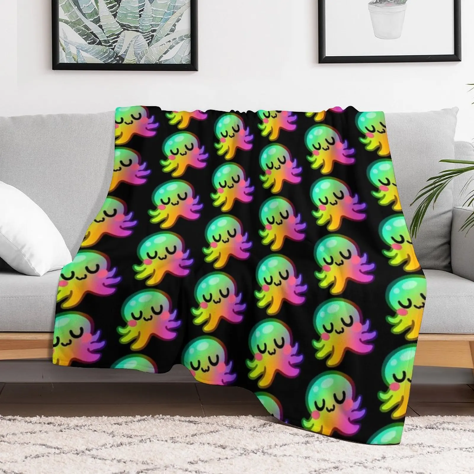 Rainbow Kraken UwU Throw Blanket Decorative Sofas warm winter Personalized Gift Bed linens Blankets