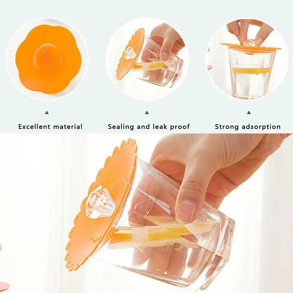 1PCS Glass Drink Cover Cup Lid Anti-dust Coffee Mug Keep Warm Silicone Reusable Prevent-dust Home Kitchen Parts Tableware