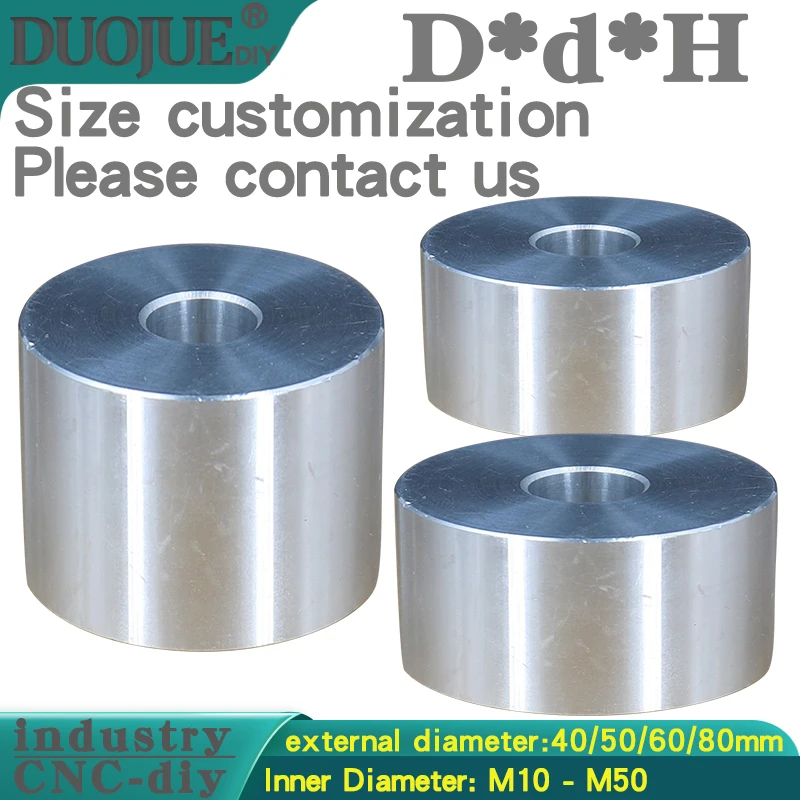 Customized diameter 40-80mm  Aluminum bushing washer gasket no thread standoff spacer thickness 2-50mm Hole size 8-50mm