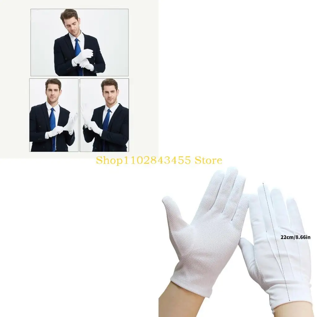 49MC White Gloves With Nonslip Dotted Formal Event Etiquette Gloves For Women Men Driving and Working Ceremony Hand Gloves