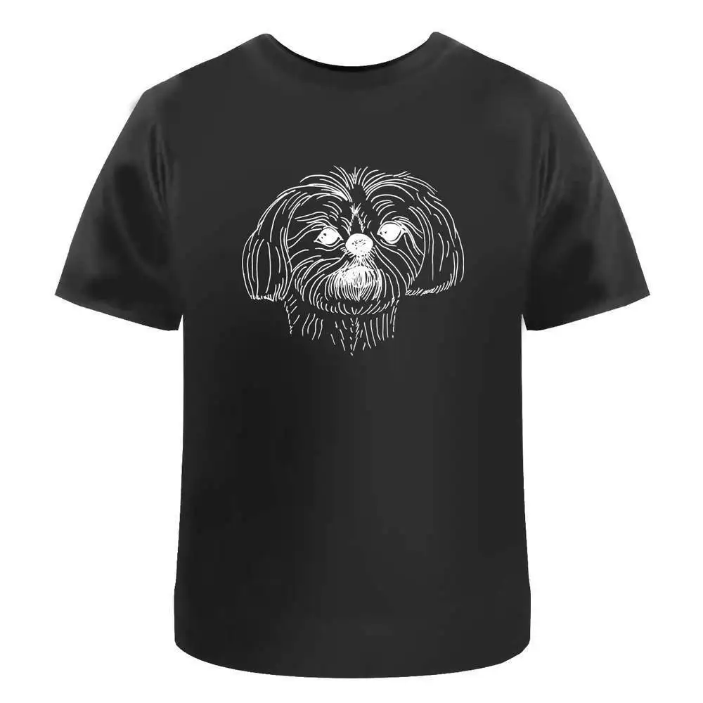 Shih Tzu Head' Cotton T-Shirts   Tees Y2K tops Unisex Summer Short Sleeve