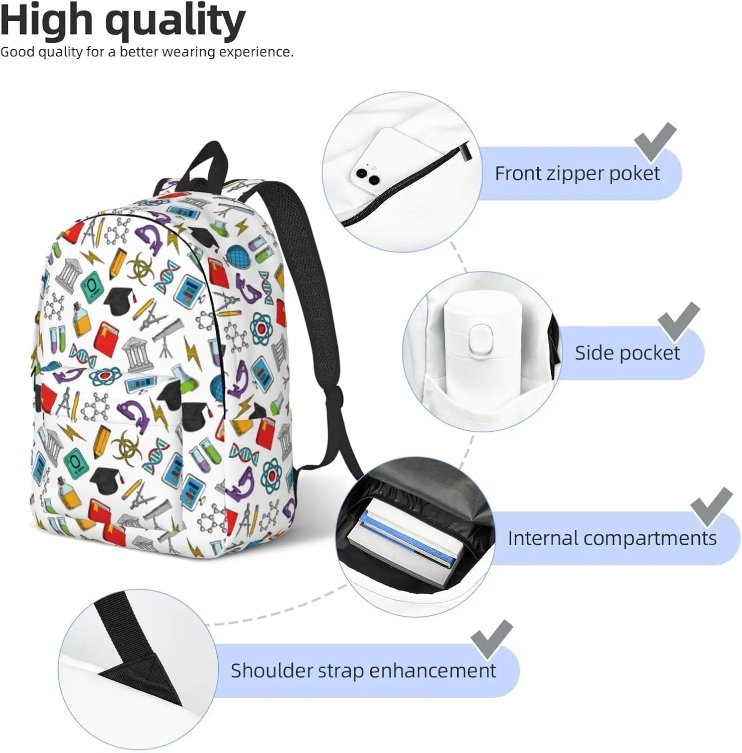 Travel Laptop Backpack - School season Computer Canvas Backpack Bag with Adjustable Straps